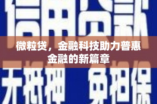 江夏微粒贷，金融科技助力普惠金融的新篇章