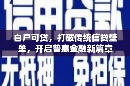 江夏白户可贷，打破传统信贷壁垒，开启普惠金融新篇章