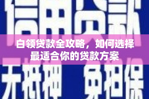 江夏白领贷款全攻略，如何选择最适合你的贷款方案